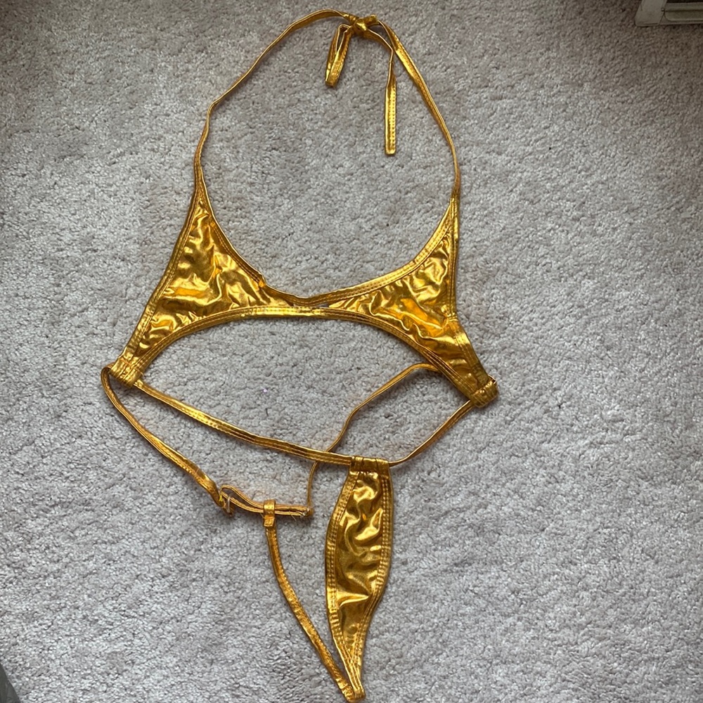 G strong gold one piece bikini